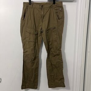 Carbon Mens Cargo Pants Olive Green Tactical Utility Articulated Knee Straight